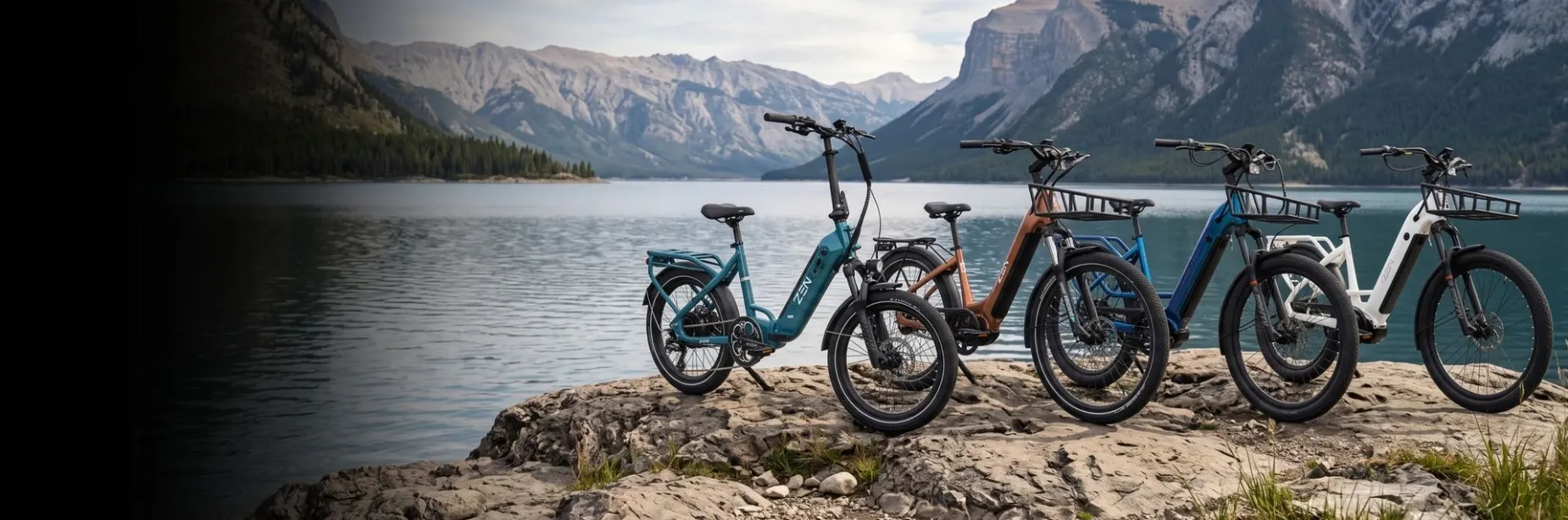 Zen Electric Bikes hero banner featuring the e-bike lineup